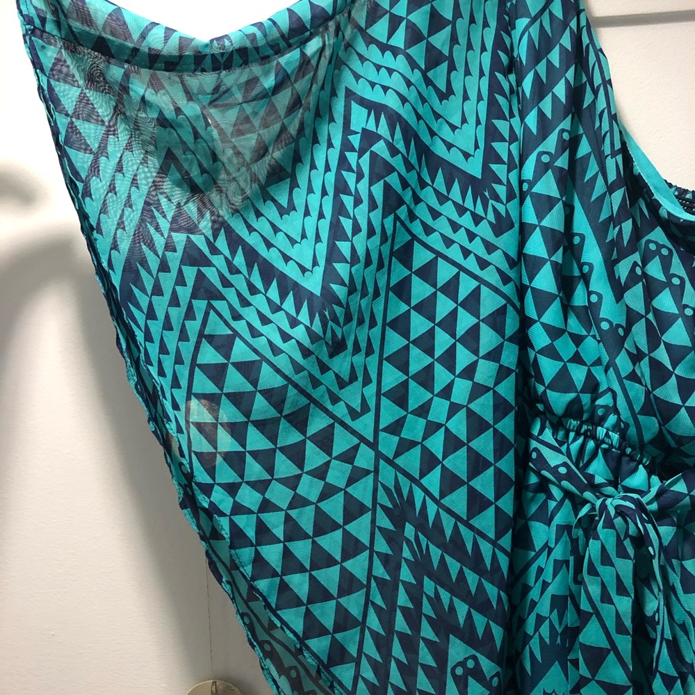 Love Reign Navy/turquoise One Shoulder Dress Small - Picture 2 of 5